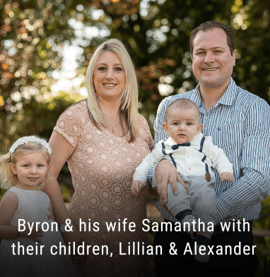 Byon and his wife Samantha with their children